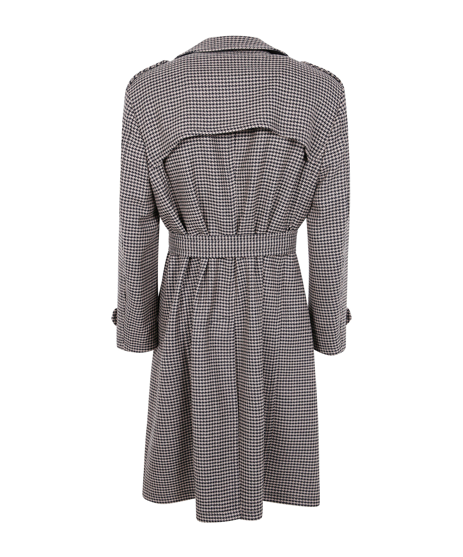Tagliatore Houndstooth Belted Coat In Gray