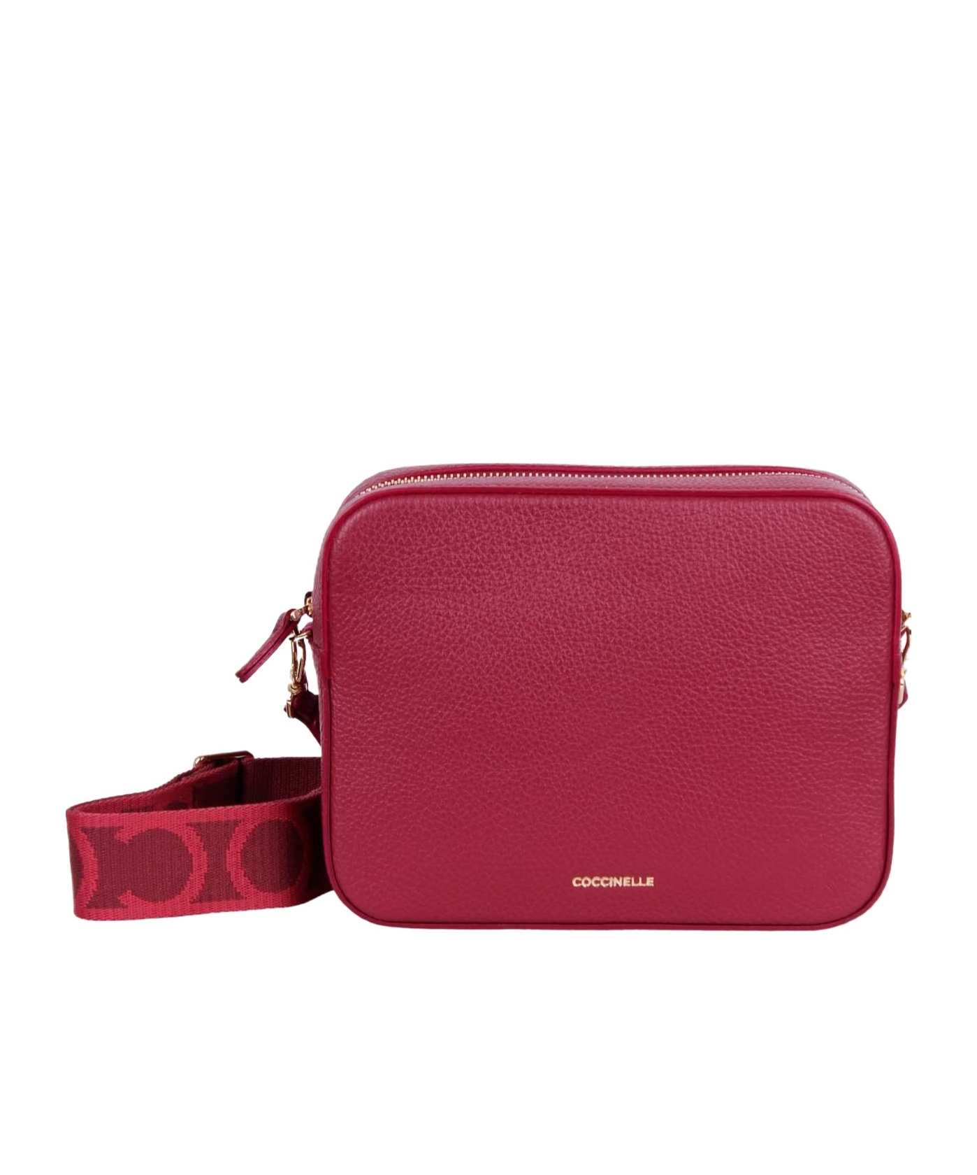 Coccinelle Tebe Logo Stamp Zip-up Crossbody Bag In Red