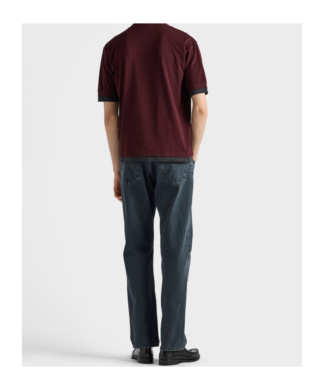 Prada Men's Tipped Cotton Pique Polo Shirt In Burgundy