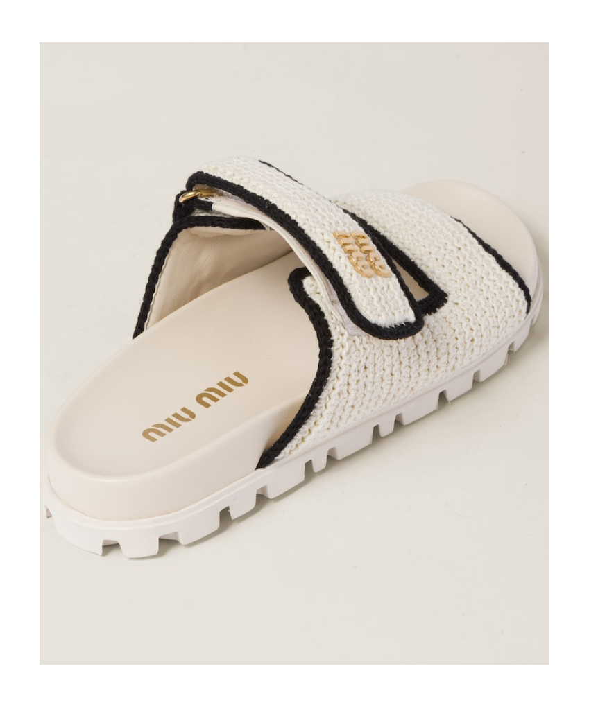 Miu Miu Crocheted Knitted Slippers In Pink