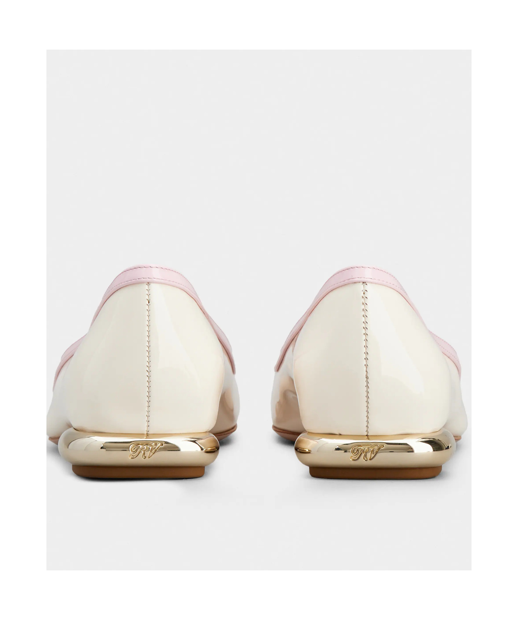 Roger Vivier Viv' Podium Ballerinas In Patent Leather In White