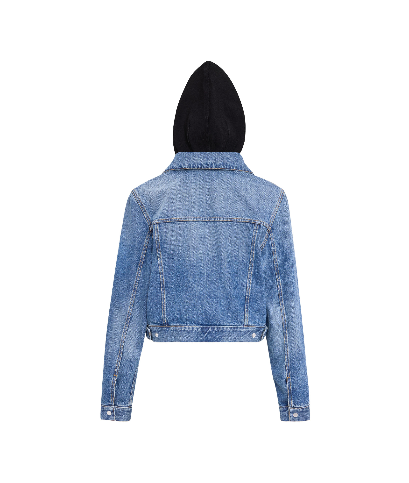 Alaïa Alaia Vintage Denim Jacket With Knitted Hood In Blue