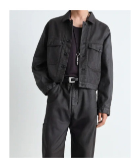 Lemaire Buttoned Trucker Jacket In Dark Chocolate
