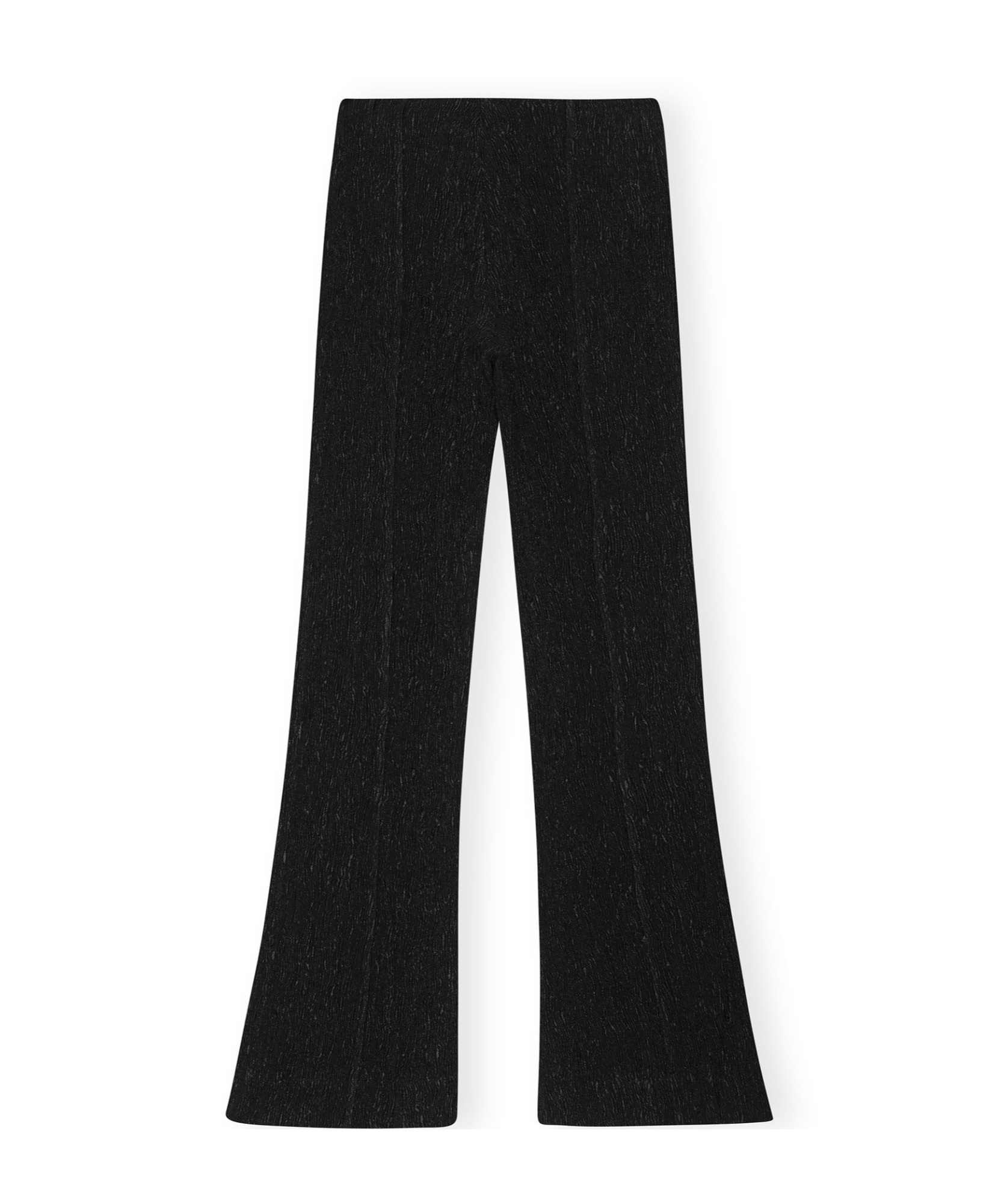 Ganni Viscose Stretch Crepe Flared Pants In Black In Black