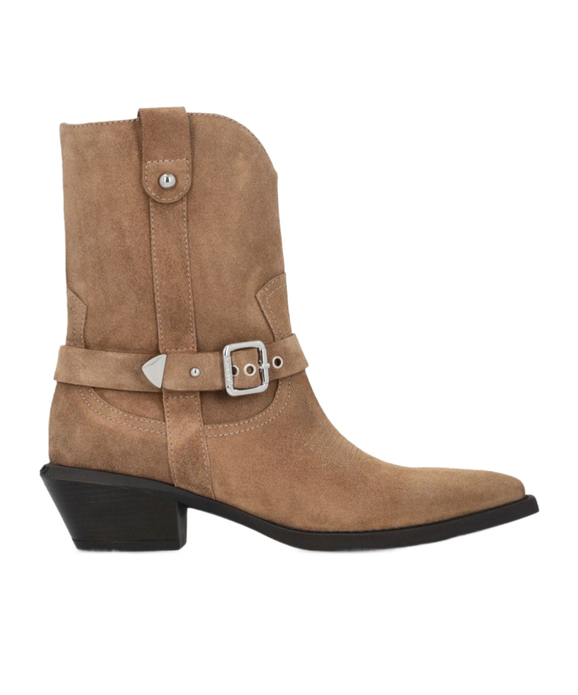 Pinko Texan-style Suede Ankle Boots With Heel In Brown