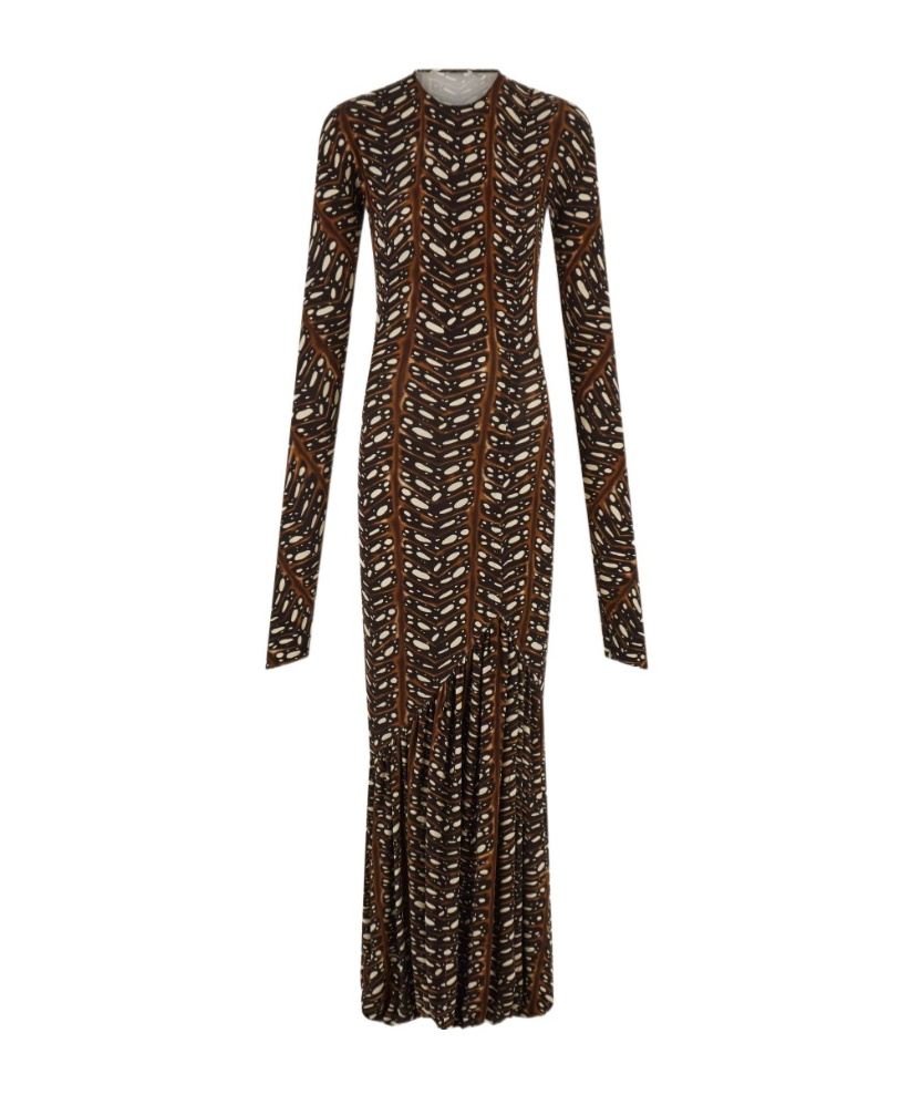 Ferragamo Longline Stretch Dress In Brown
