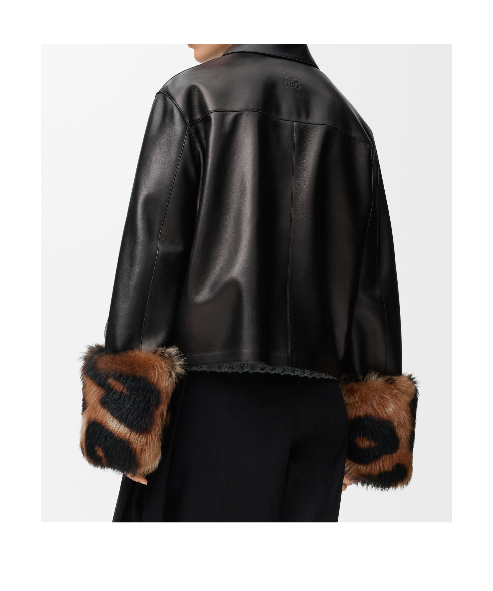 Loewe Fur-trim Leather Jacket In Black