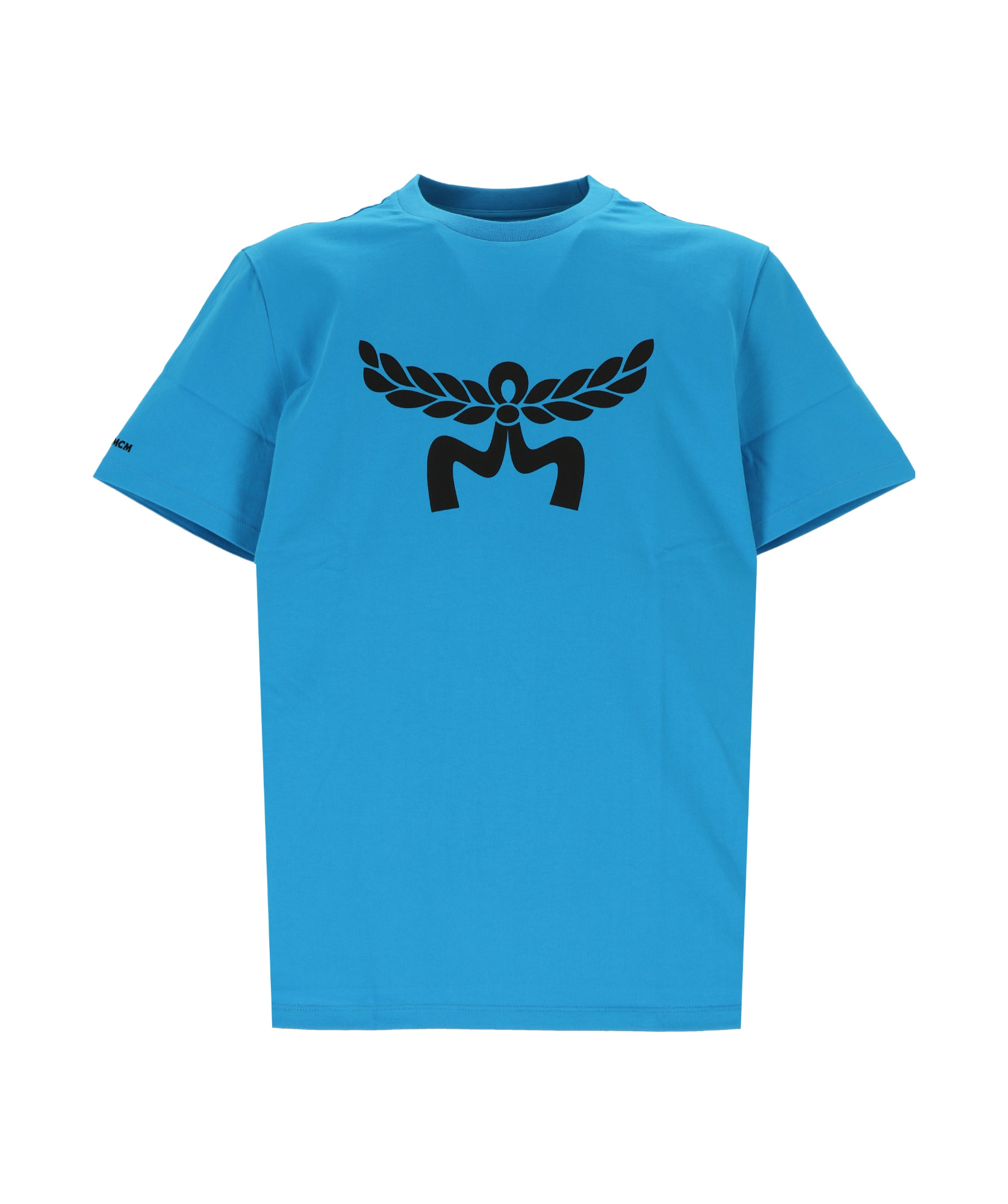 Mcm Laurel Logo Printed Crewneck T-shirt In Blue