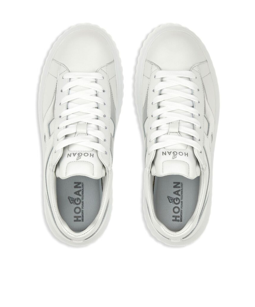 Hogan H-stripes Leather Sneakers In White
