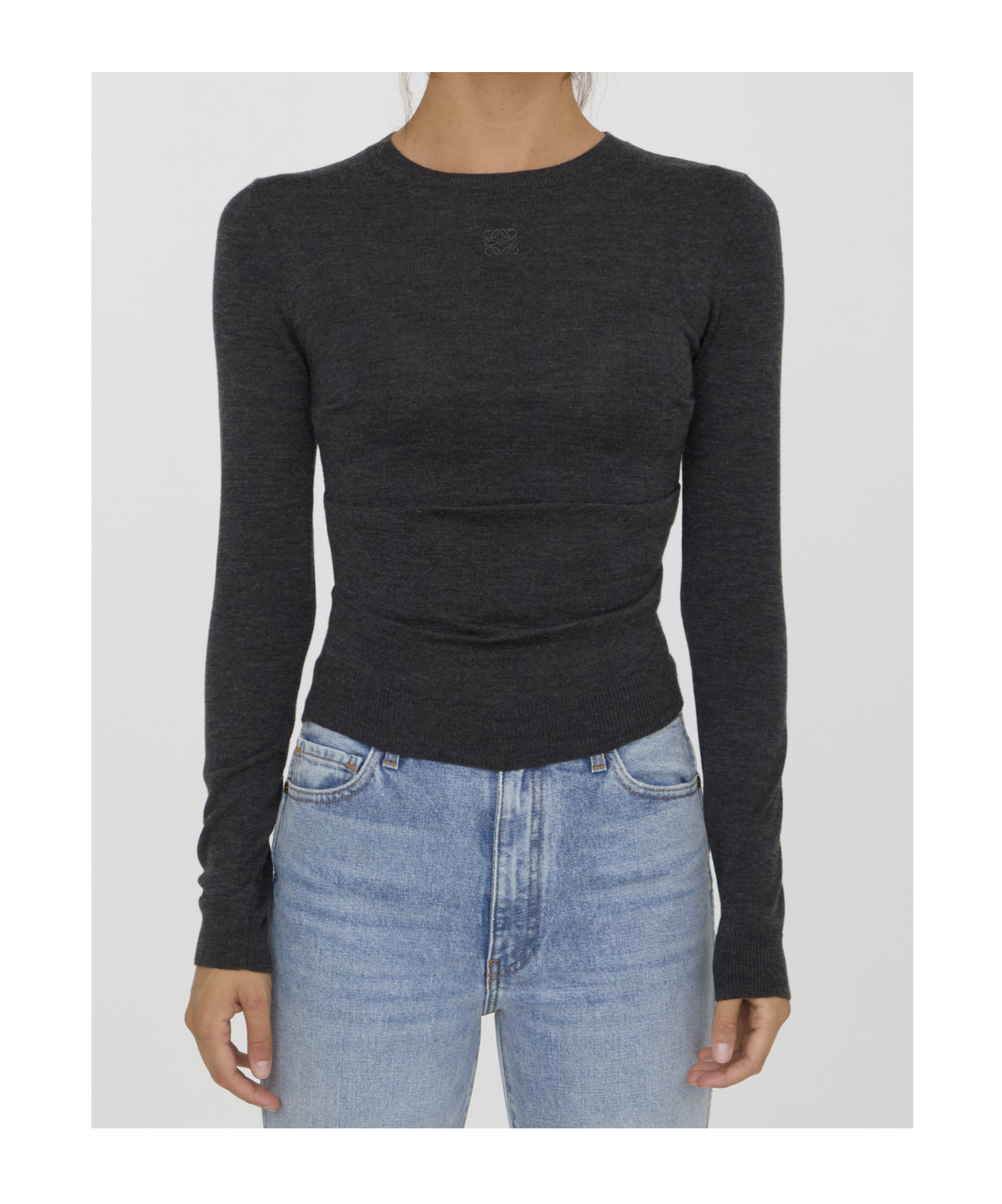 Loewe Draped Sweater In Cashmere And Silk In Black