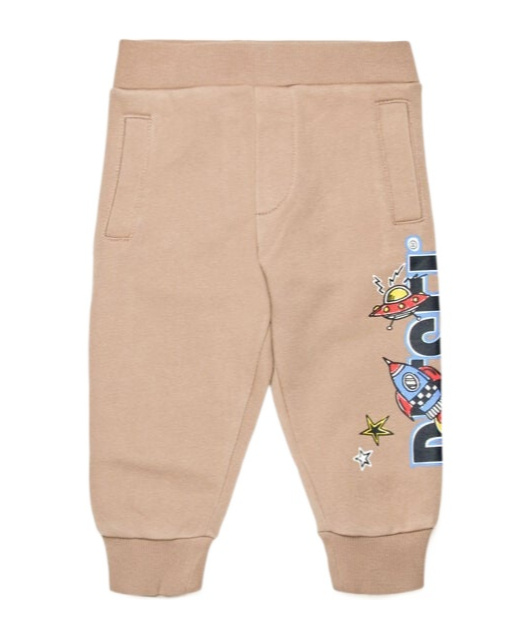 Diesel Logo-print Cotton Track Pants In Light Brown