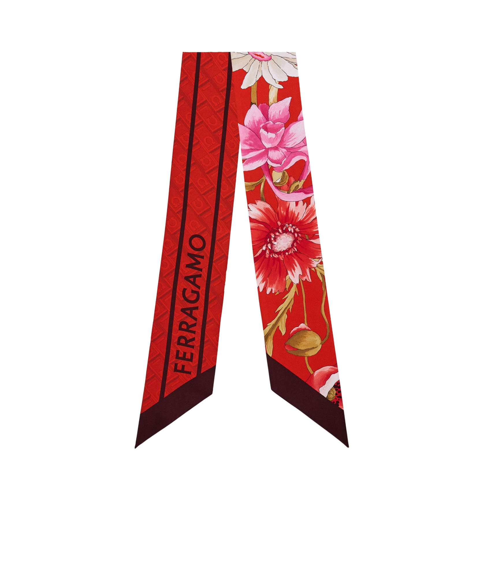 Ferragamo Floral Print Scarf In Red