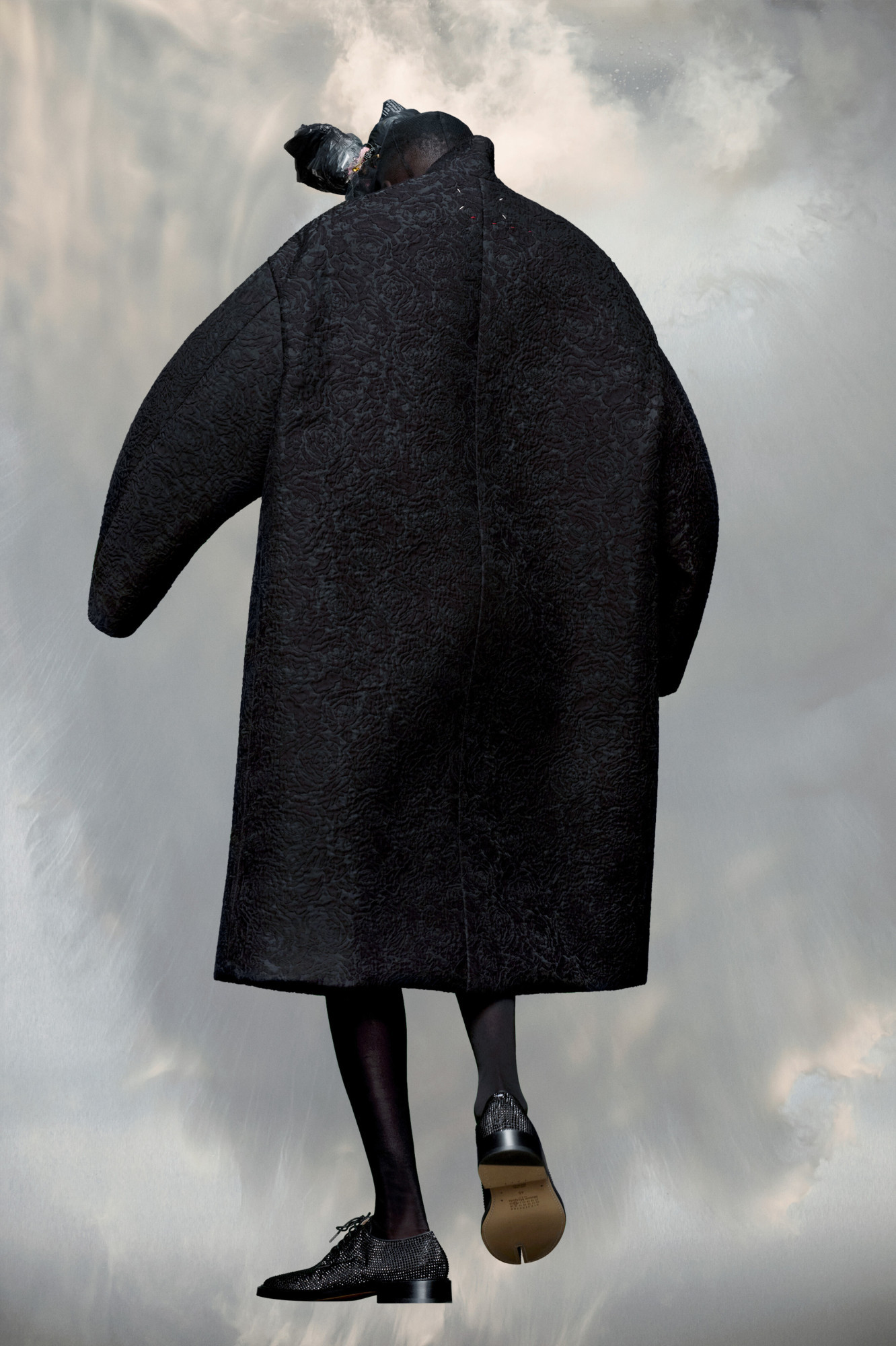 Maison Margiela Drop Shoulder Oversized Coat In Black