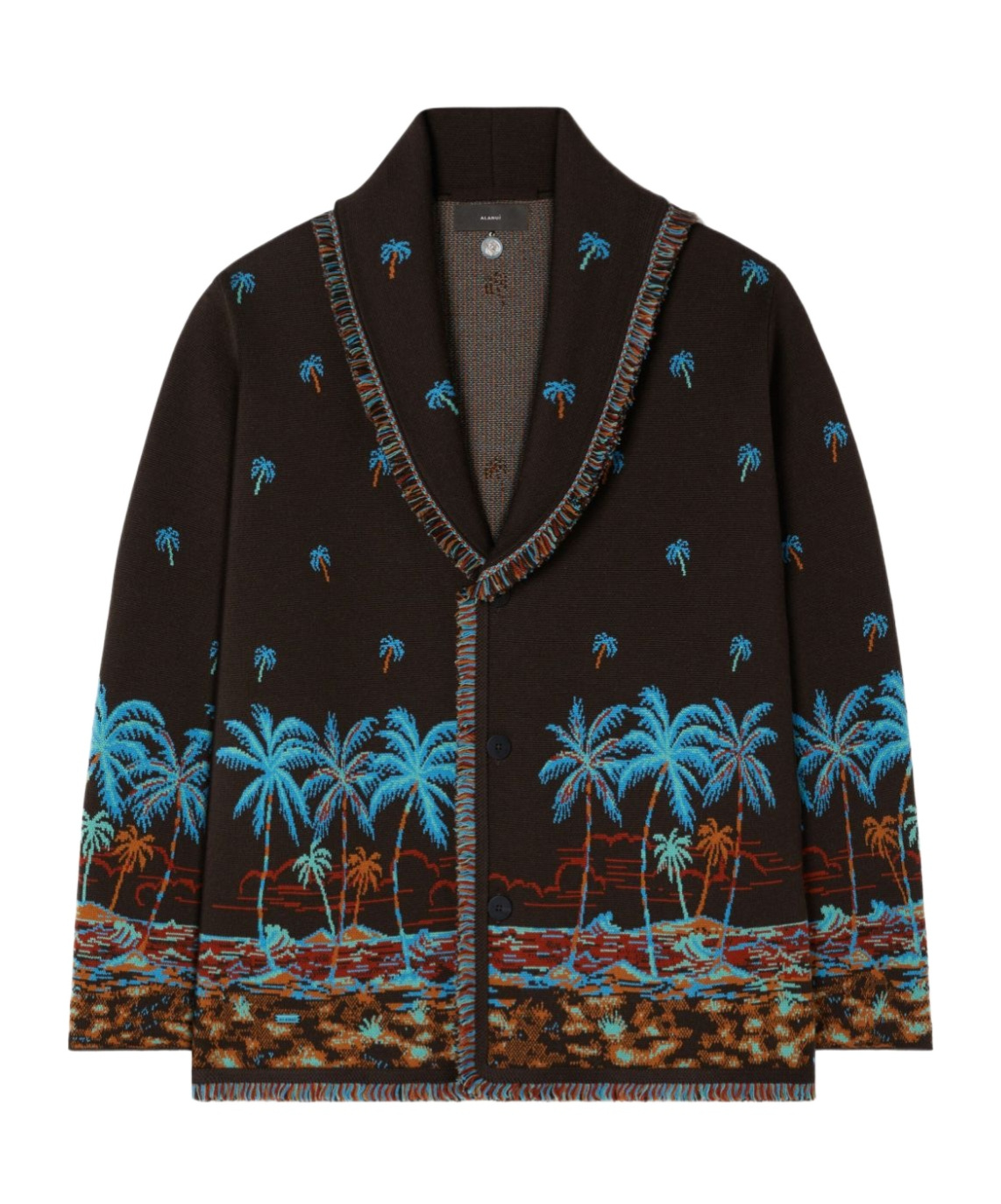 Alanui Embroidered Wool Tale Of A Hawaiian Cardigan In Cedar Brown