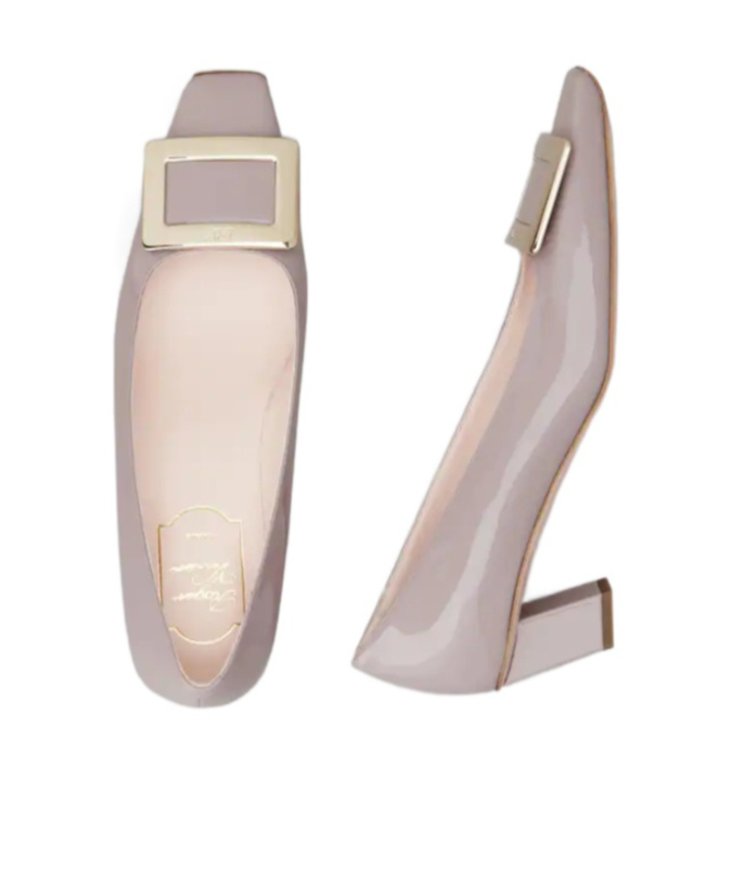 Shop Roger Vivier Belle Vivier Pumps In Patent Leather In Gray