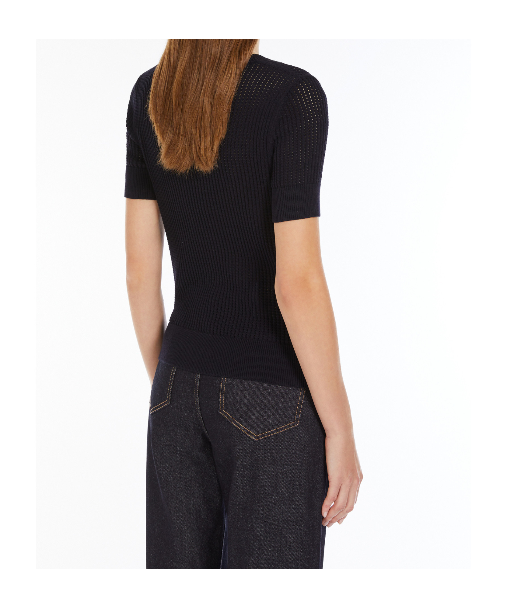 Max Mara Round-collar Short-sleeve Sweater In Black