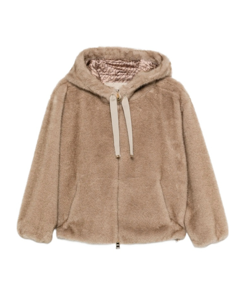 Herno Hooded Zip-up Jacket In Brown
