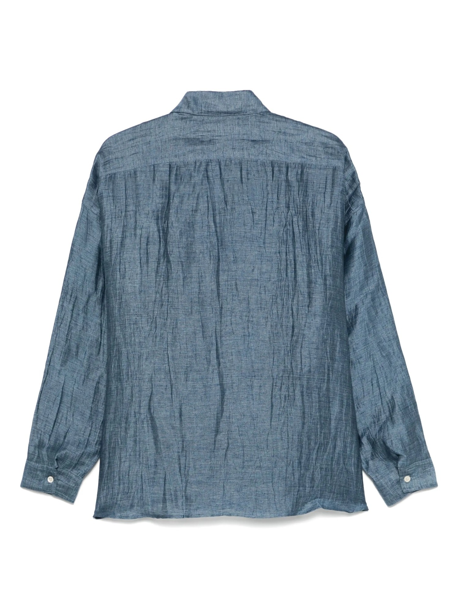 Sunflower Casual Blue Shirt With Crinkled Texture