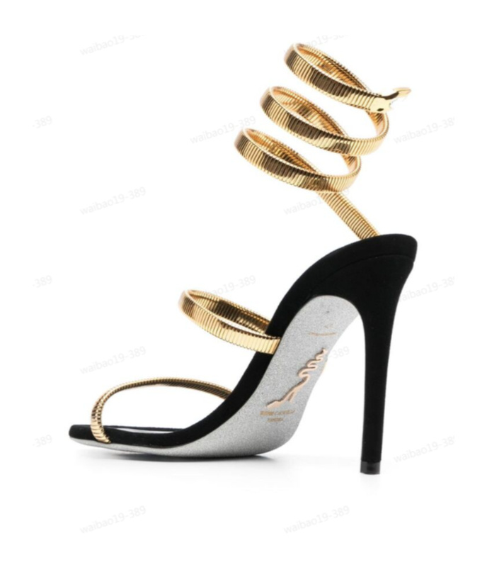 RENÉ CAOVILLA ROUND-HEADED HIGH-HEELED SANDALS 