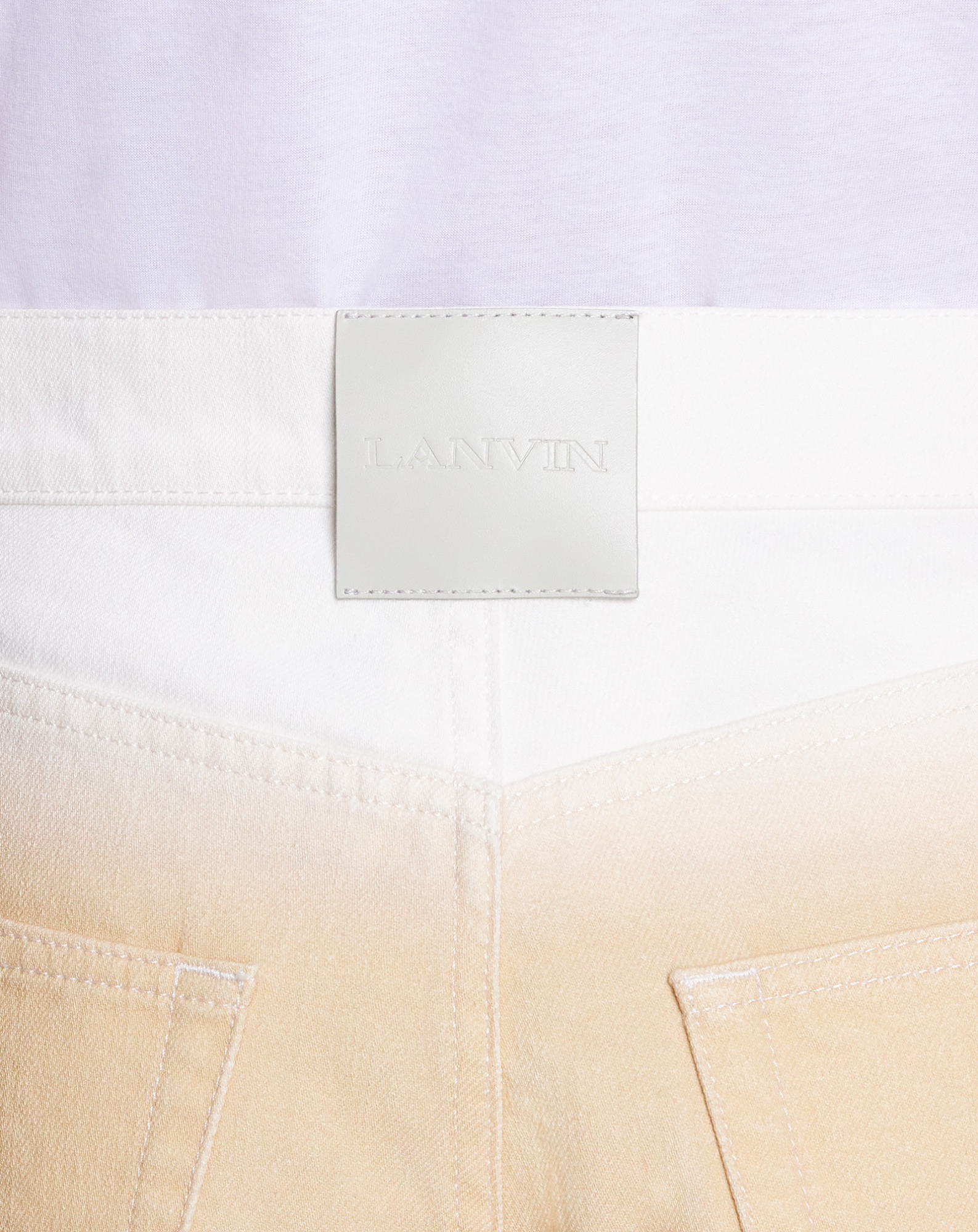 Lanvin Logo Patch Straight Leg Jeans In Nude
