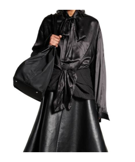 Balenciaga Women's Knotted Lavalière Blouse In Black In Black