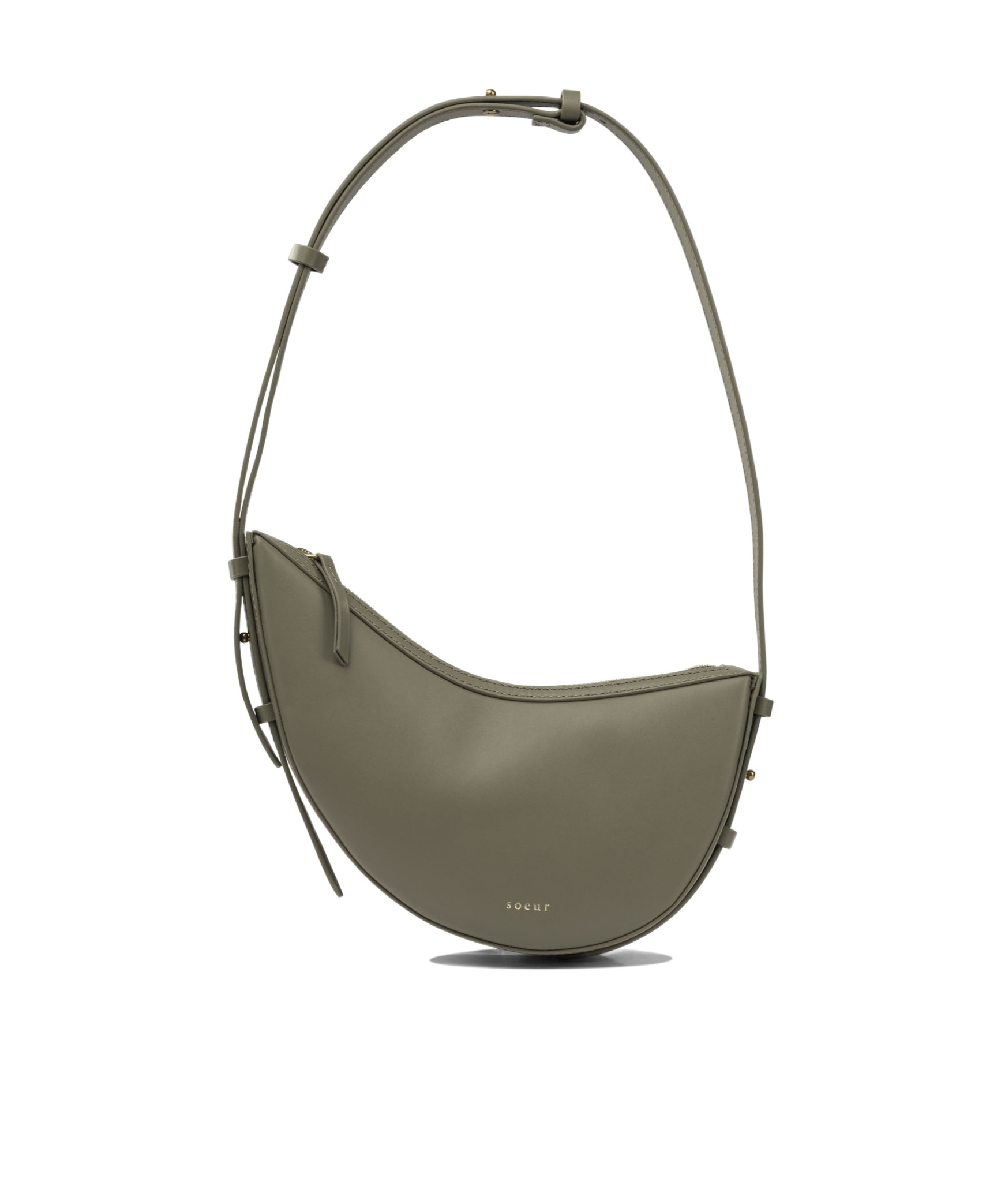 Soeur Curved Shoulder Bag Adjustable Strap In Green