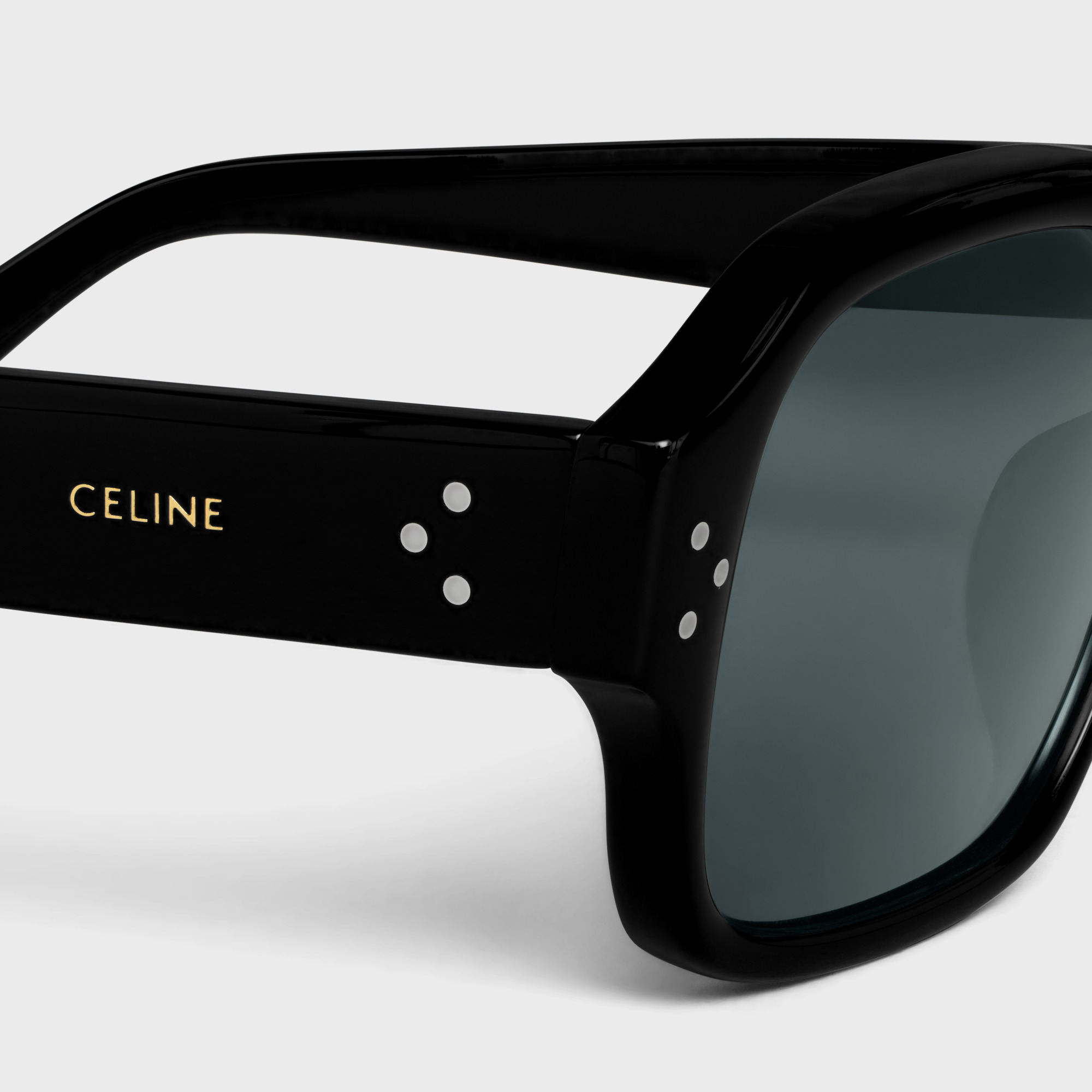 Celine Logo Square Frame Sunglasses In Gray
