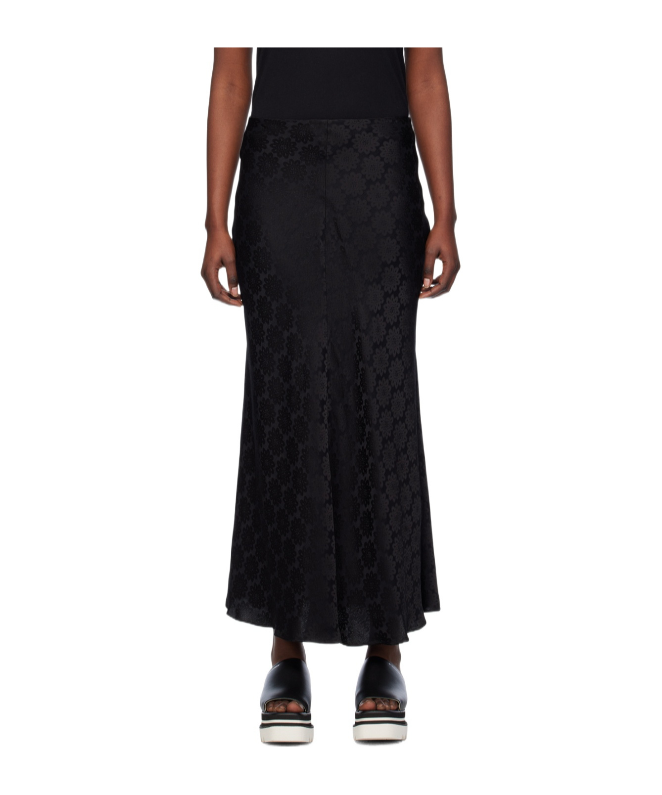 Stella Mccartney Black Jacquard Maxi Skirt In Black