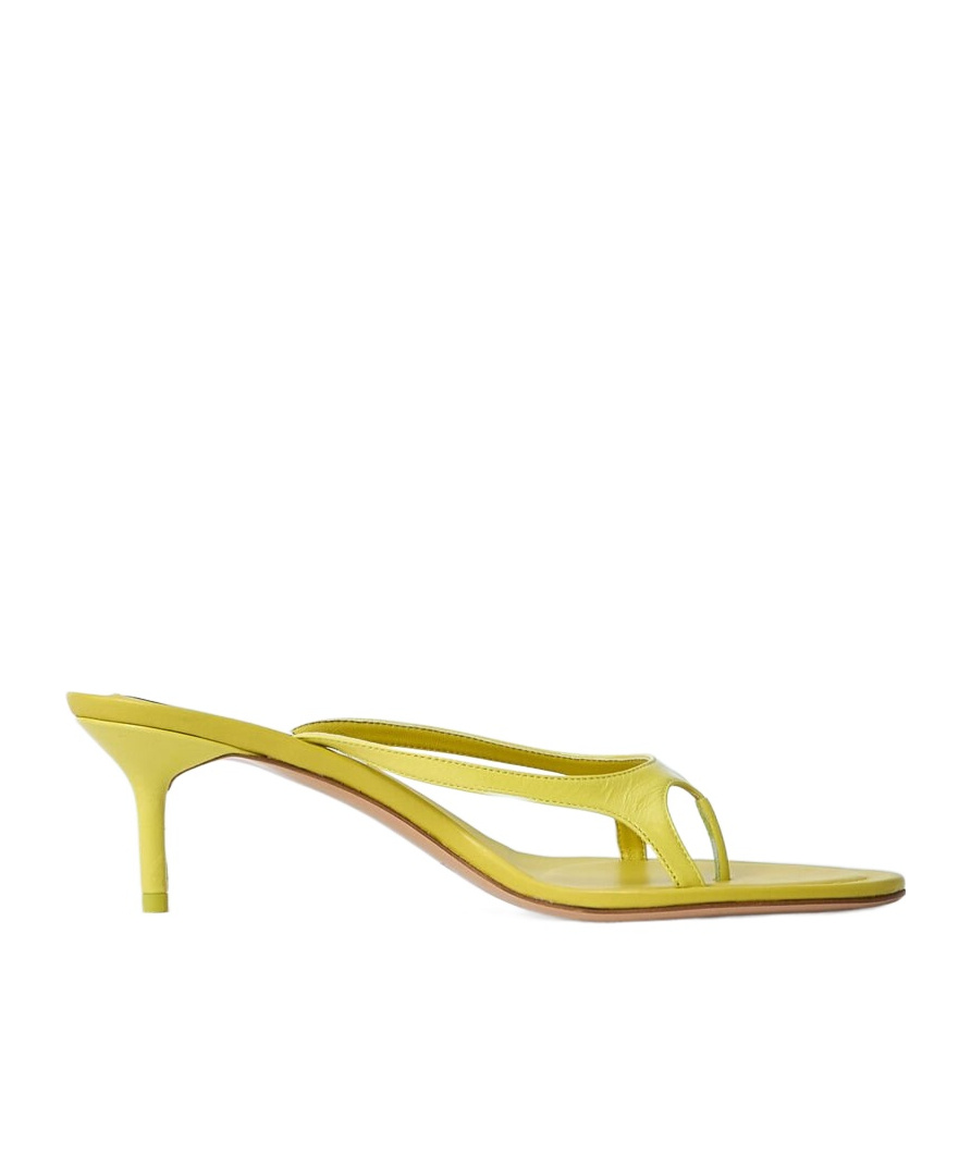 Acne Studios 60mm Heeled Leather Thong Sandals In Yellow