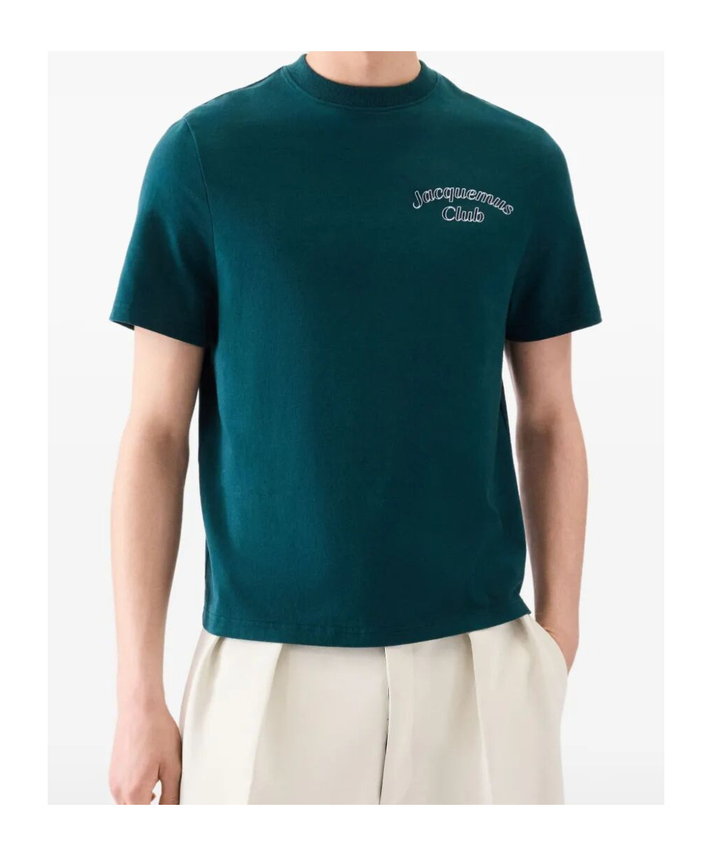 Jacquemus Mens Club Dark Green Embroidered-print Long-sleeve Cotton Shirt In Green