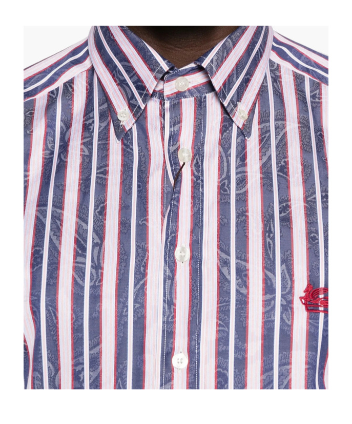 Etro Striped Floral Shirt In Purple