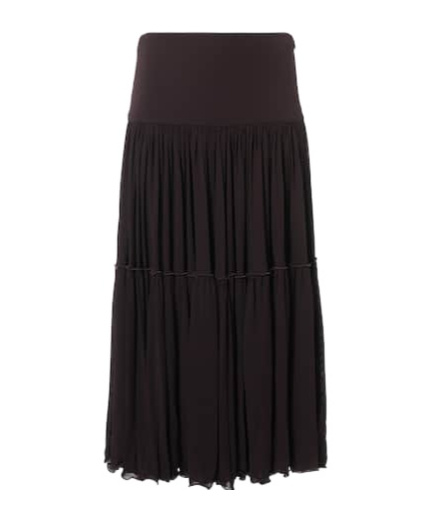 Jil Sander Pleated Georgette Midi Skirt In Black
