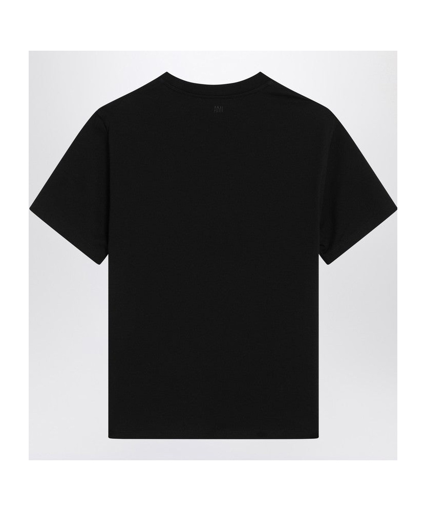 Ami Alexandre Mattiussi Logo-embroidered Organic Cotton-jersey T-shirt In Black