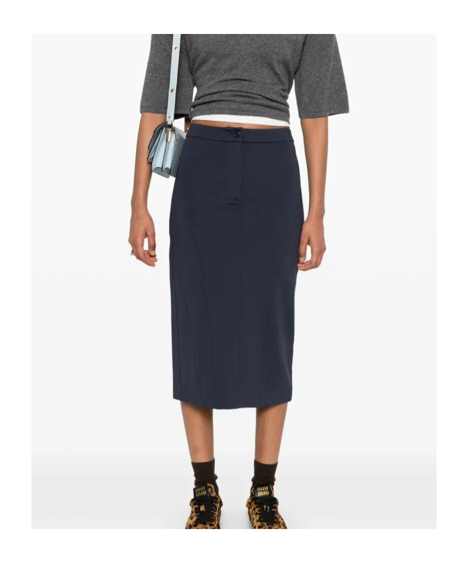 Pinko Decorative-stitching Midi Skirt In Black