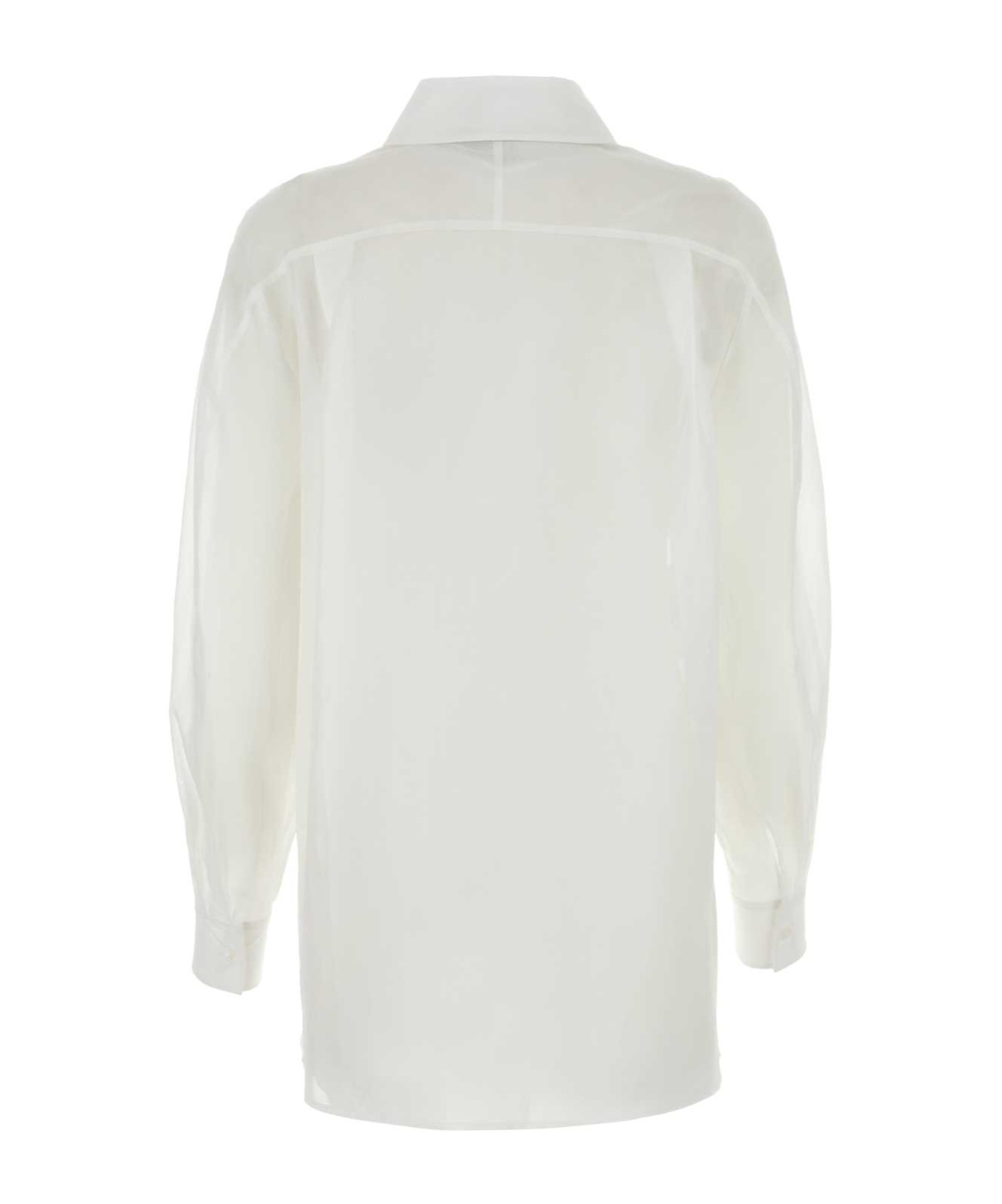 Alberta Ferretti White Maxi Shirt In Cotton Organza Woman In White