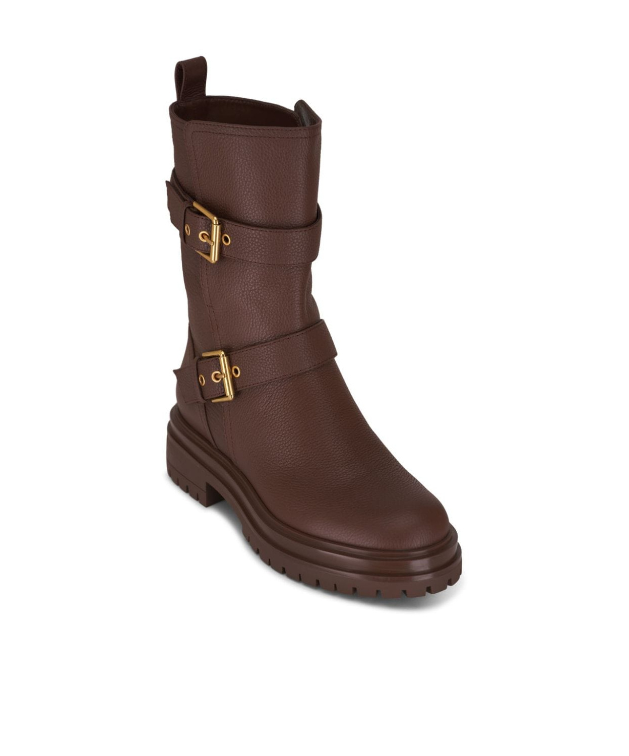 Gianvito Rossi Thiago Flair Buckled Textured-leather Boots In Brown