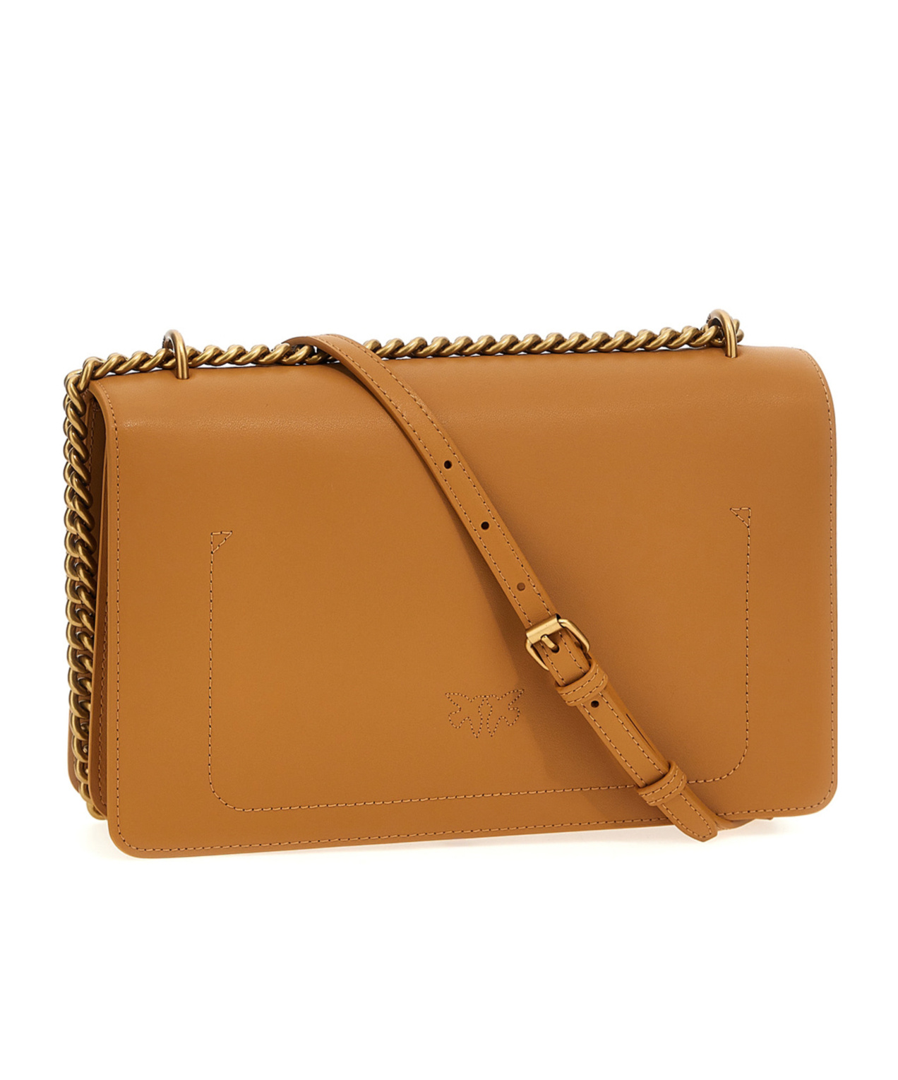 Shop Pinko Love One Simply Crossbody Bag In Brown