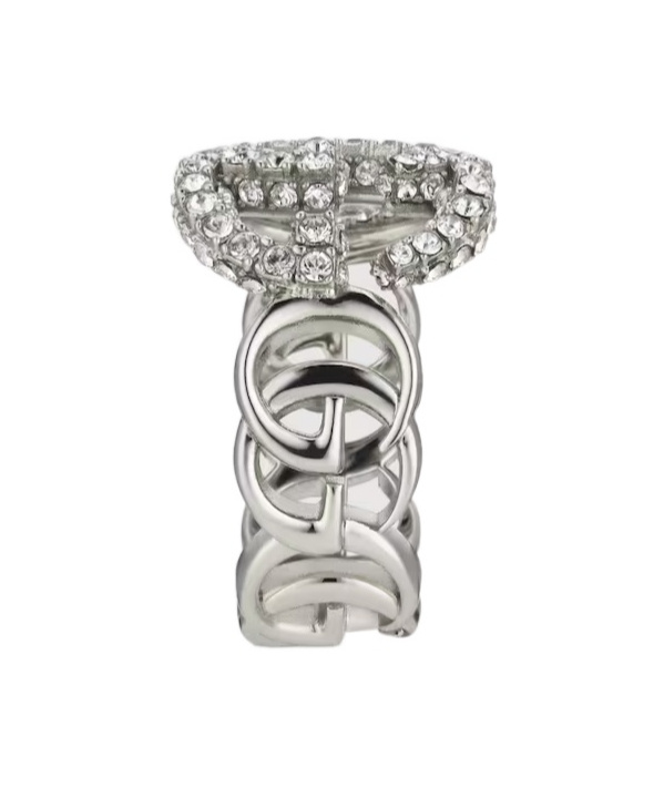 Gucci Gg Marmont Crystal Ring In Gray