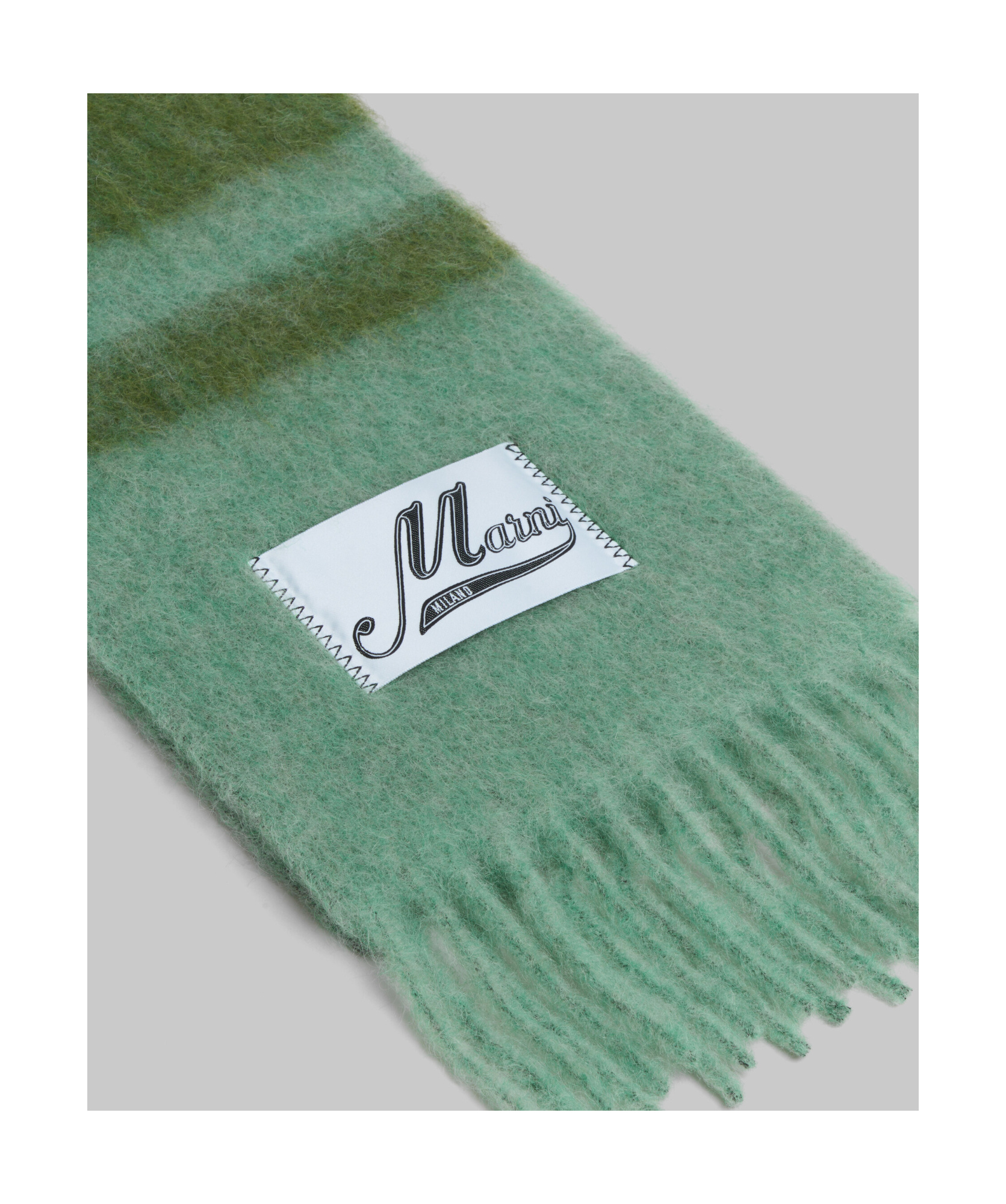 Marni Fringed Brushed-knit Scarf In Green