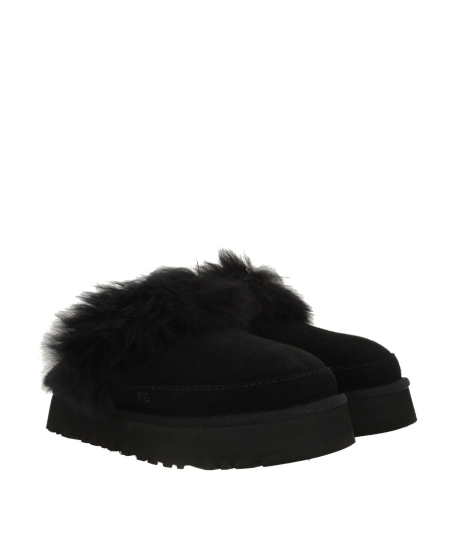 Ugg Disquette Chalet Slippers With Fur And Platform In Black