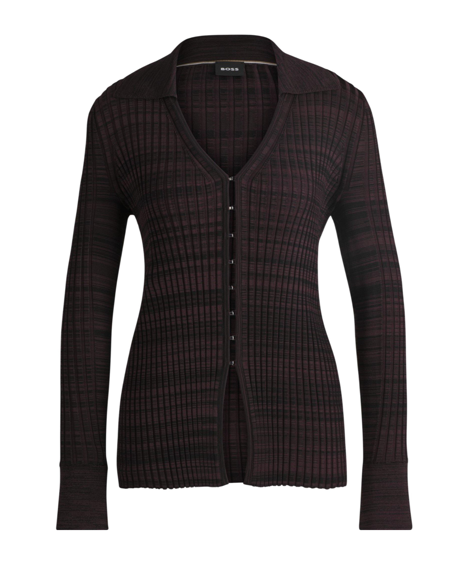 Hugo Boss Collared Knit Cardigan In Black