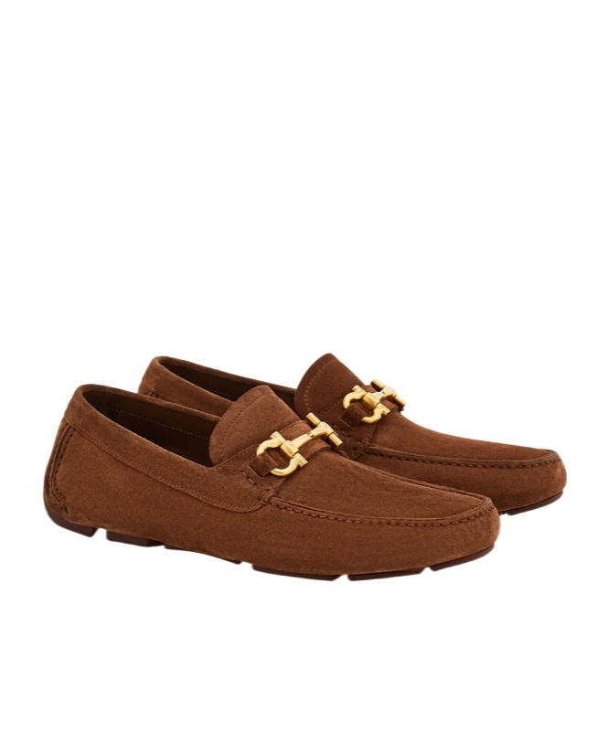 Ferragamo Driver With Gancini Ornament In Brown