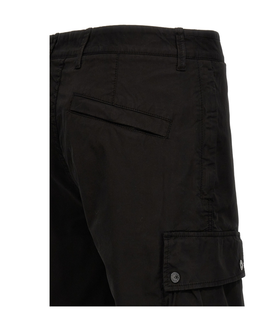 Stone Island Compass Patch Bermuda Shorts In Black