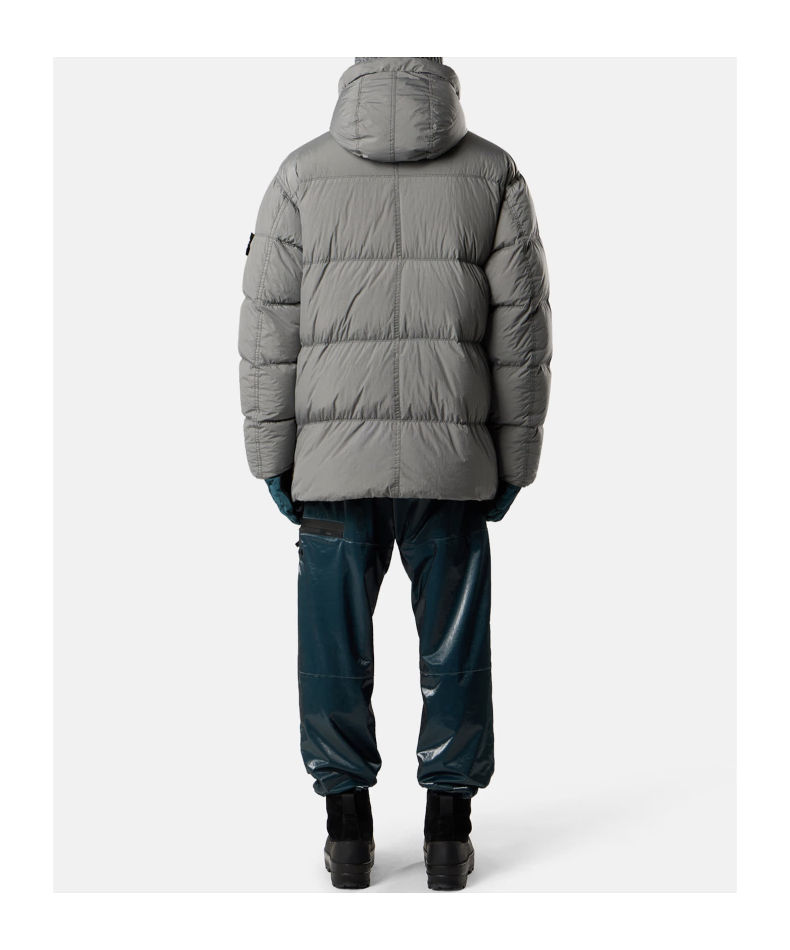 Stone Island Hooded Down Parka With Wind Resistance In Gray