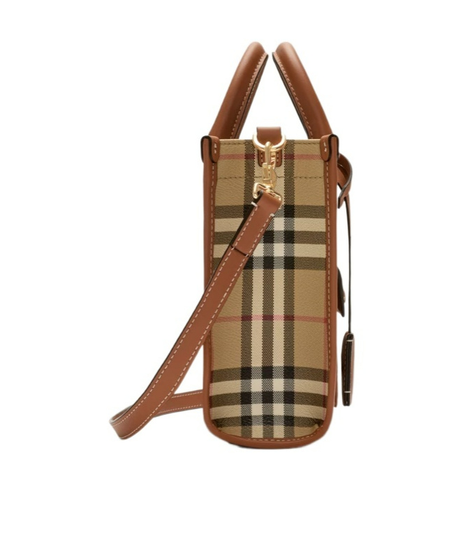 Burberry Freya Check Tote Bag In Brown