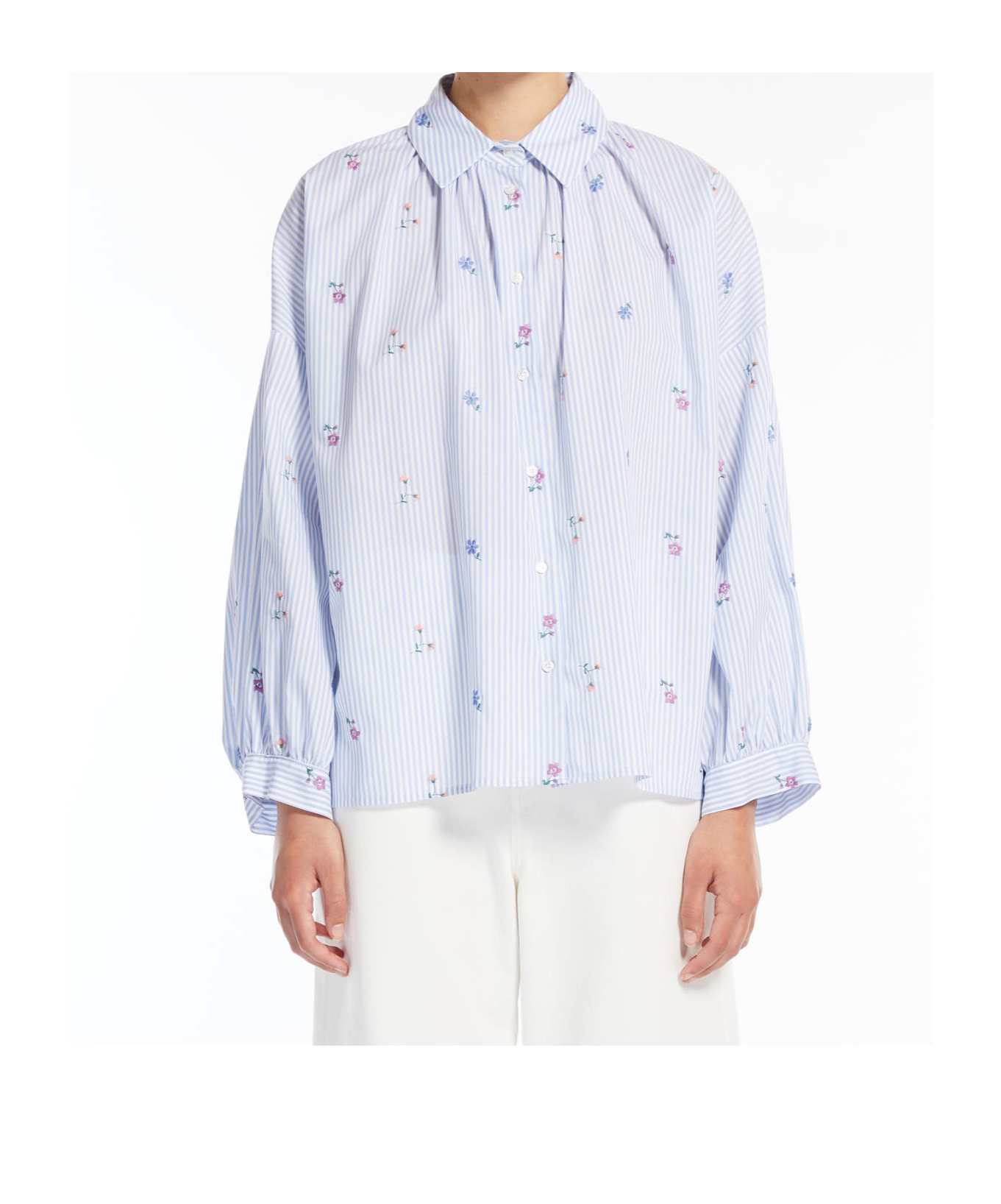 Weekend Max Mara Gilly Embroidered Poplin Shirt In White