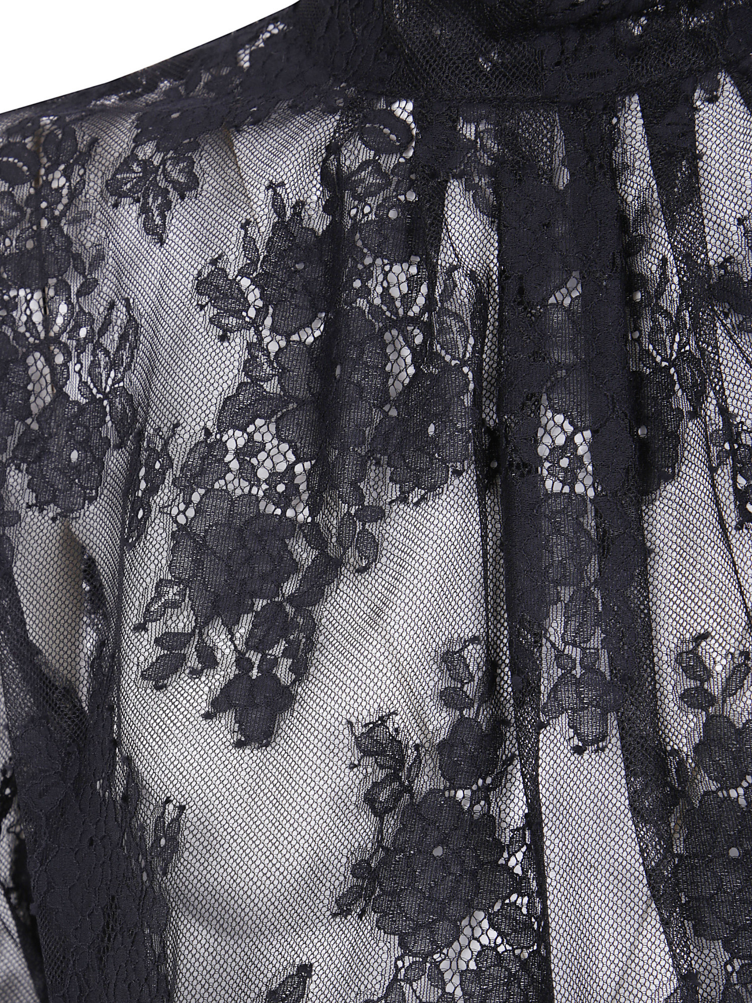 Semicouture Floral High Neck Dress With Keyhole Back In Black