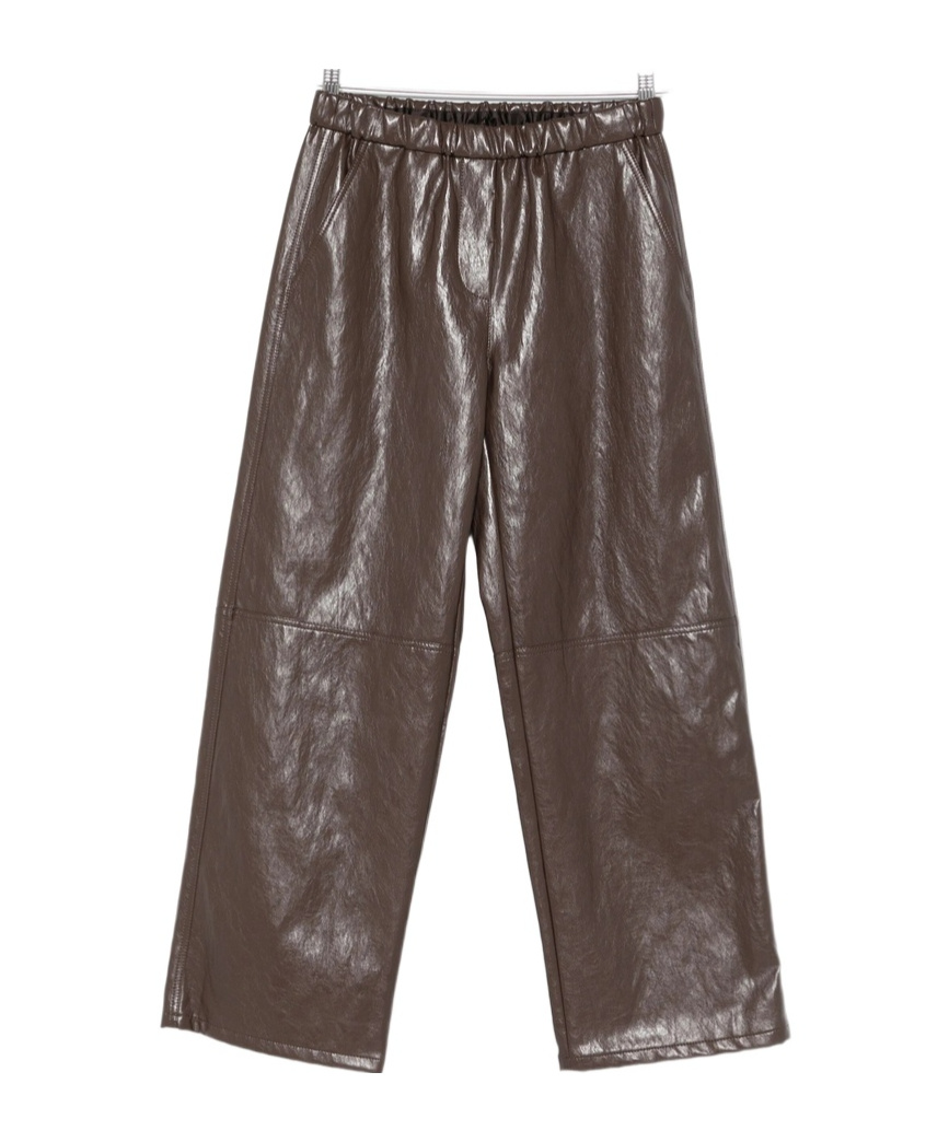 Antonelli Elastic Leather Casual Pants In Green