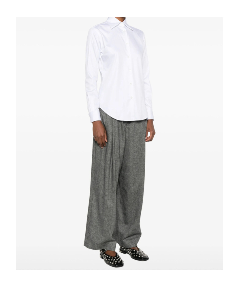 Mazzarelli Gea Button-down Long-sleeve Shirt In White