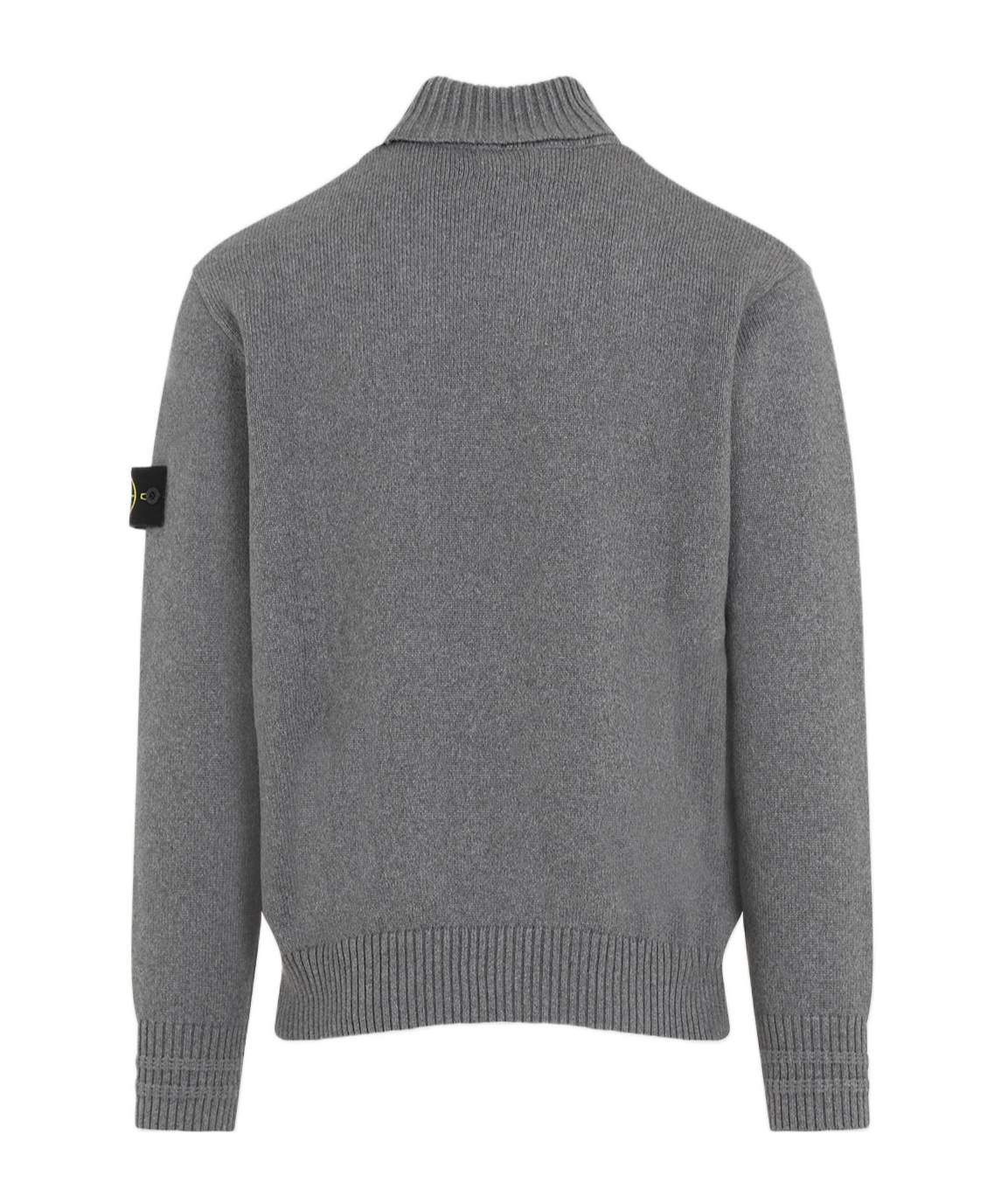 Stone Island Compass-patch Grey Wool Knitwear Jumper In Gray